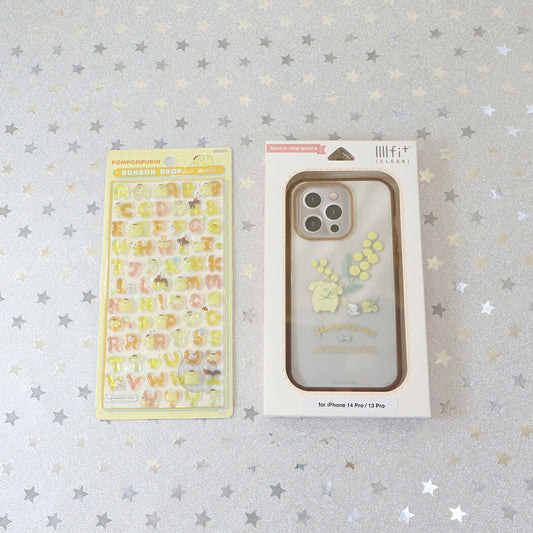 ボンボンドロップシール もじ ポムポムプリン1シートつき iphoneカバーセット