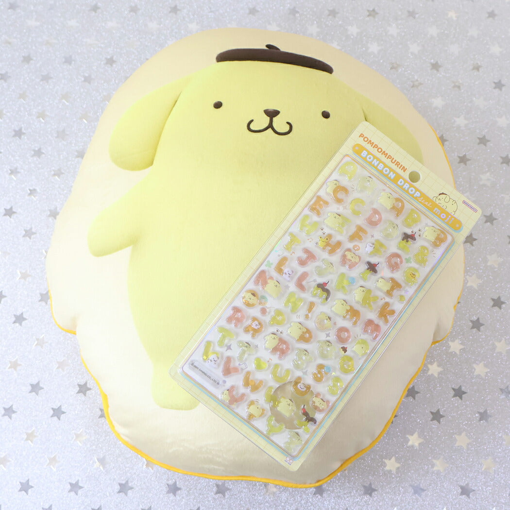 ボンボンドロップシール もじ ポムポムプリン1シートつき 3Dクッションセット