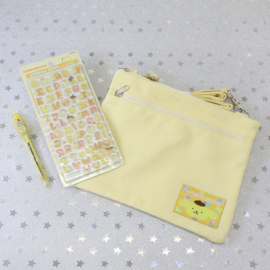 ボンボンドロップシール もじ ポムポムプリン1シートつき サコッシュ、ボールペンセット