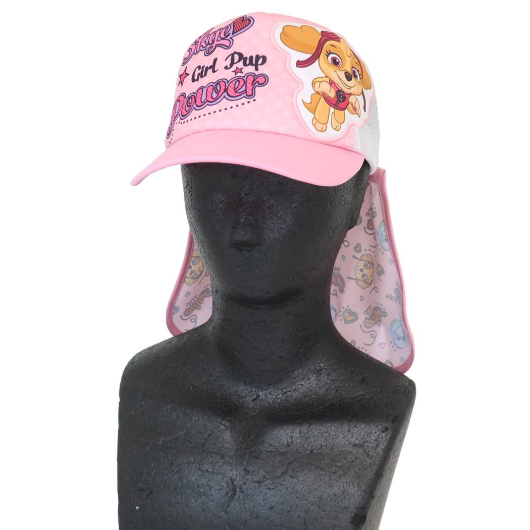女児 日除けタレ付きメッシュキャップ 帽子 パウパトロール カイタックファミリー タレ付き 取外し可能