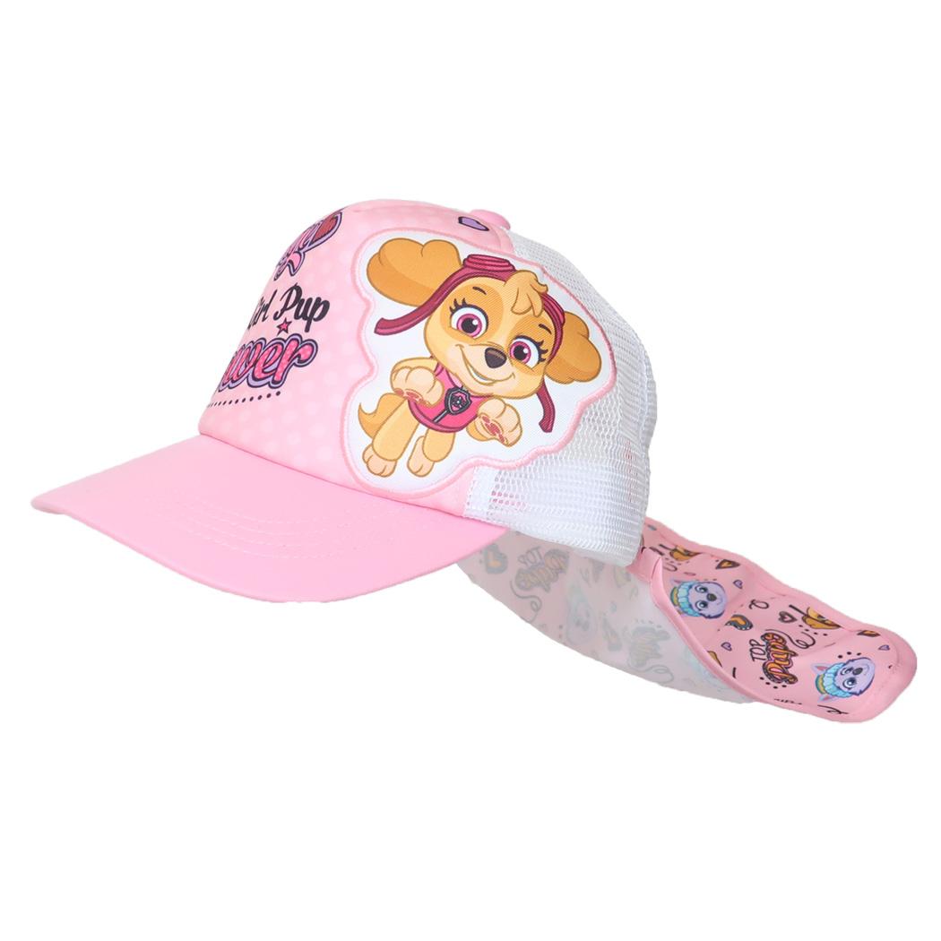 女児 日除けタレ付きメッシュキャップ 帽子 パウパトロール カイタックファミリー タレ付き 取外し可能