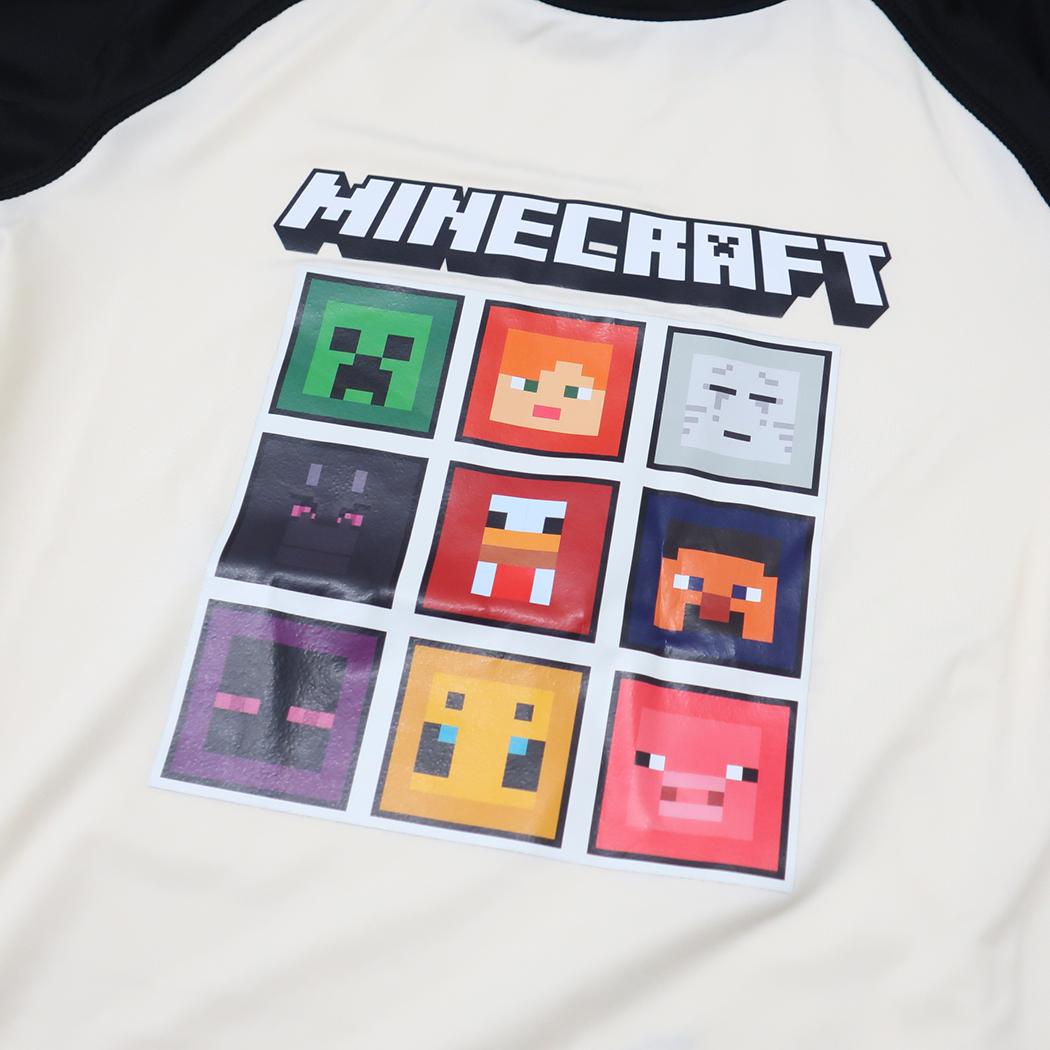 水着 マインクラフト ラッシュガード 長袖Tシャツ ブラック Minecraft カイタックファミリー キッズ 子ども ジュニア プール 海 ゲームメール便可 マシュマロポップ