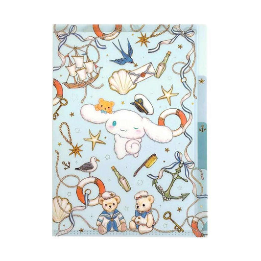 A5クリアファイル 3ポケット ポケットファイル サンリオキャラクターズxたけいみき マリン シナモロール サンリオ クローズピン おしゃれ文具 ミニクリアファイル ガーリーイラスト メール便可