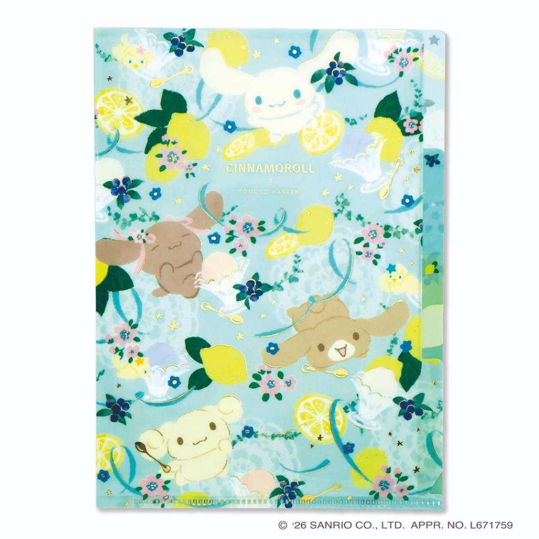 サンリオキャラクターズ x 林朋子 ポケットファイル A5 3ポケットクリアファイル シナモロール Sanrio クローズピン