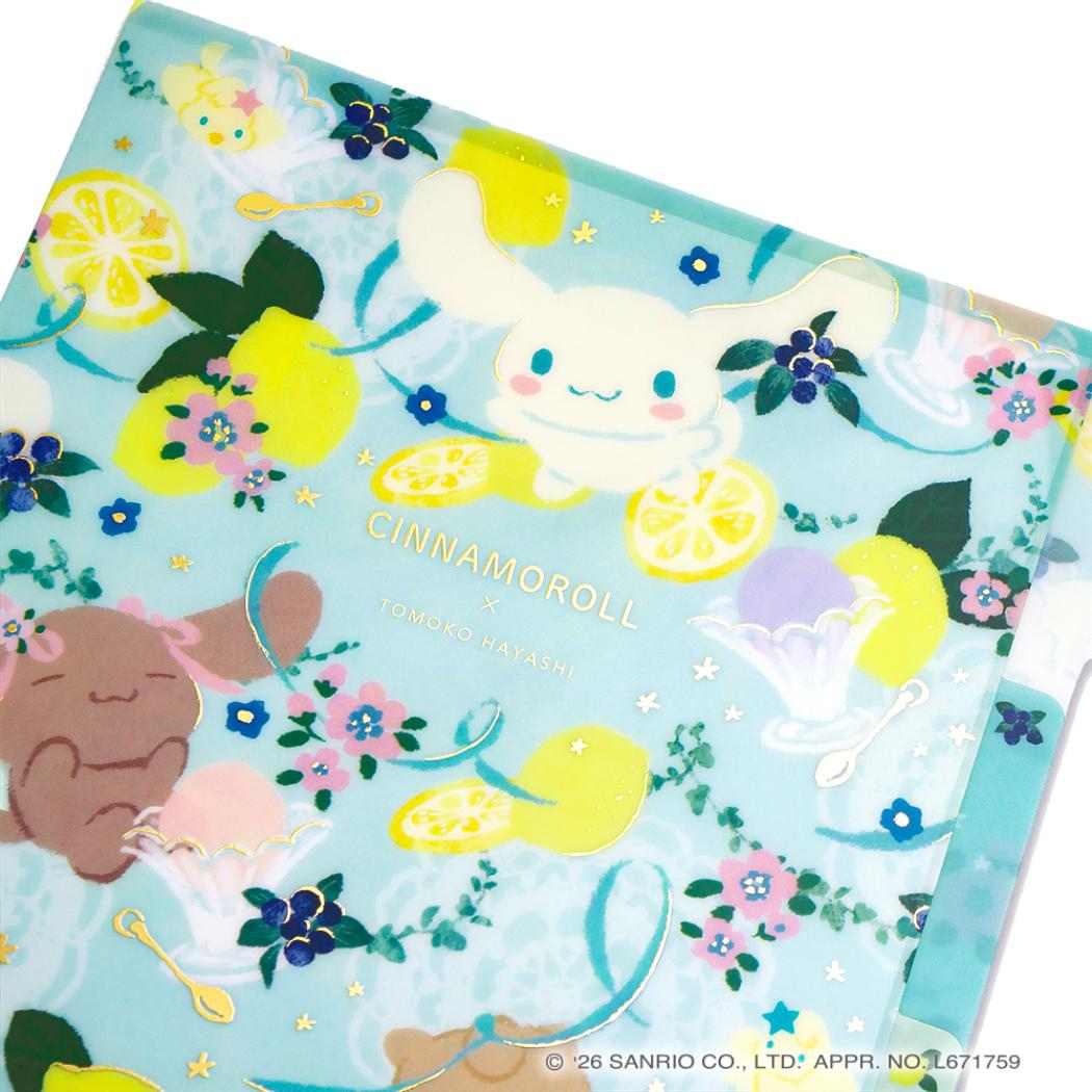 サンリオキャラクターズ x 林朋子 ポケットファイル A5 3ポケットクリアファイル シナモロール Sanrio クローズピン