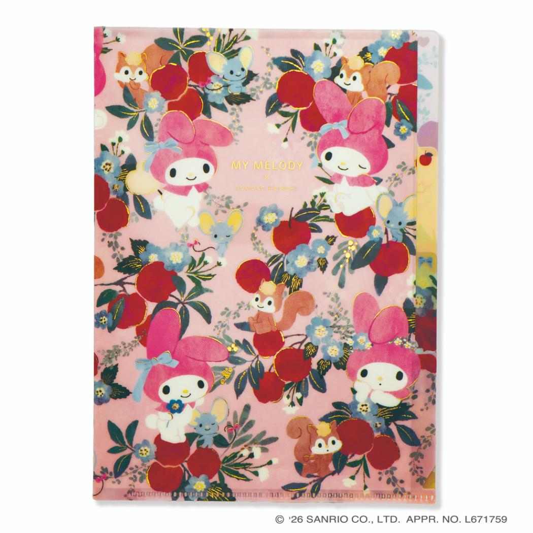 サンリオキャラクターズ x 林朋子 ポケットファイル A5 3ポケットクリアファイル マイメロディ Sanrio クローズピン