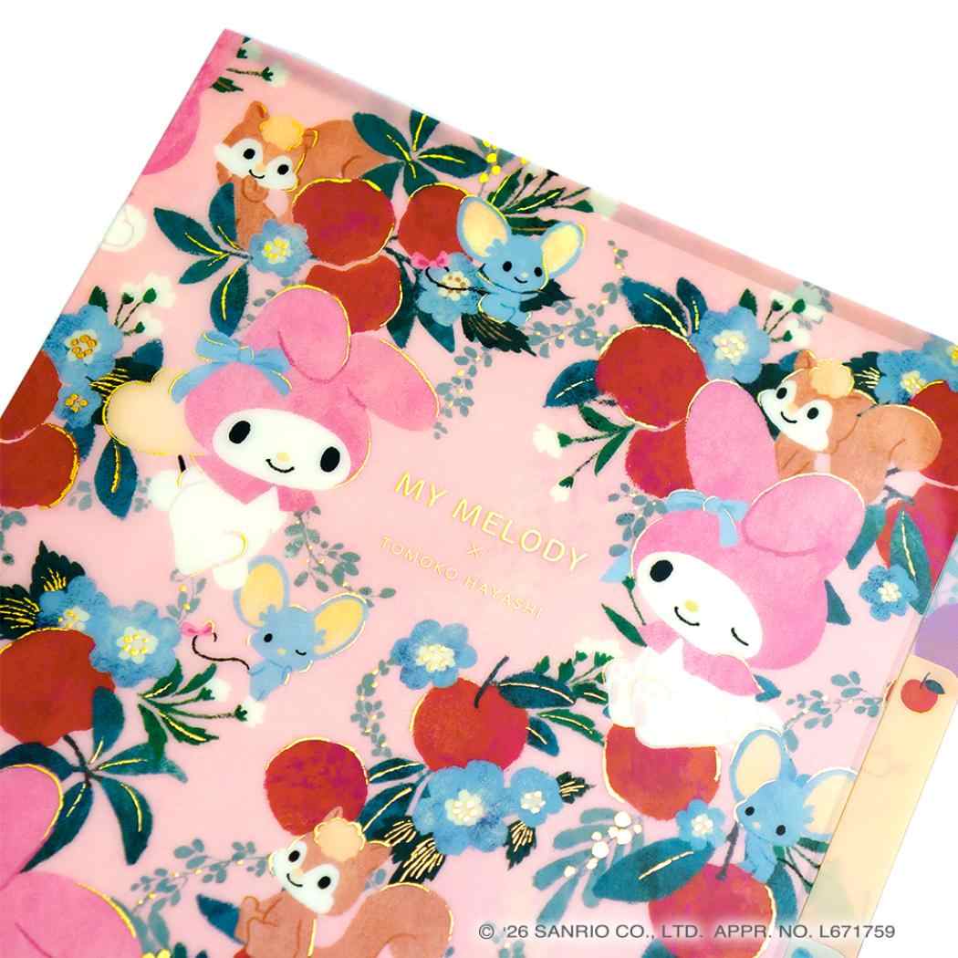 サンリオキャラクターズ x 林朋子 ポケットファイル A5 3ポケットクリアファイル マイメロディ Sanrio クローズピン