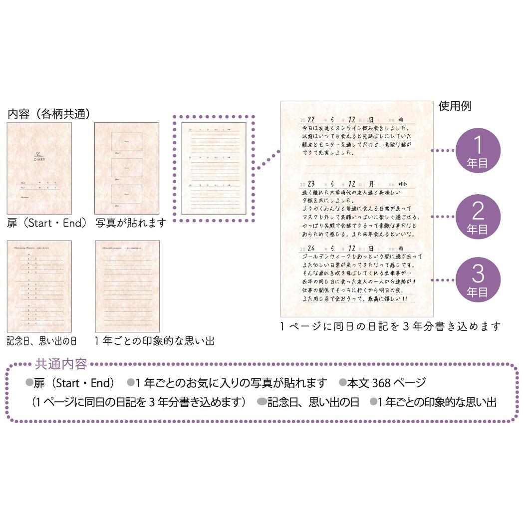 3年日記 日記帳 Tomoko Hayashi いちごとテディベア クローズピン ギフト雑貨 ガーリーイラスト メール便可