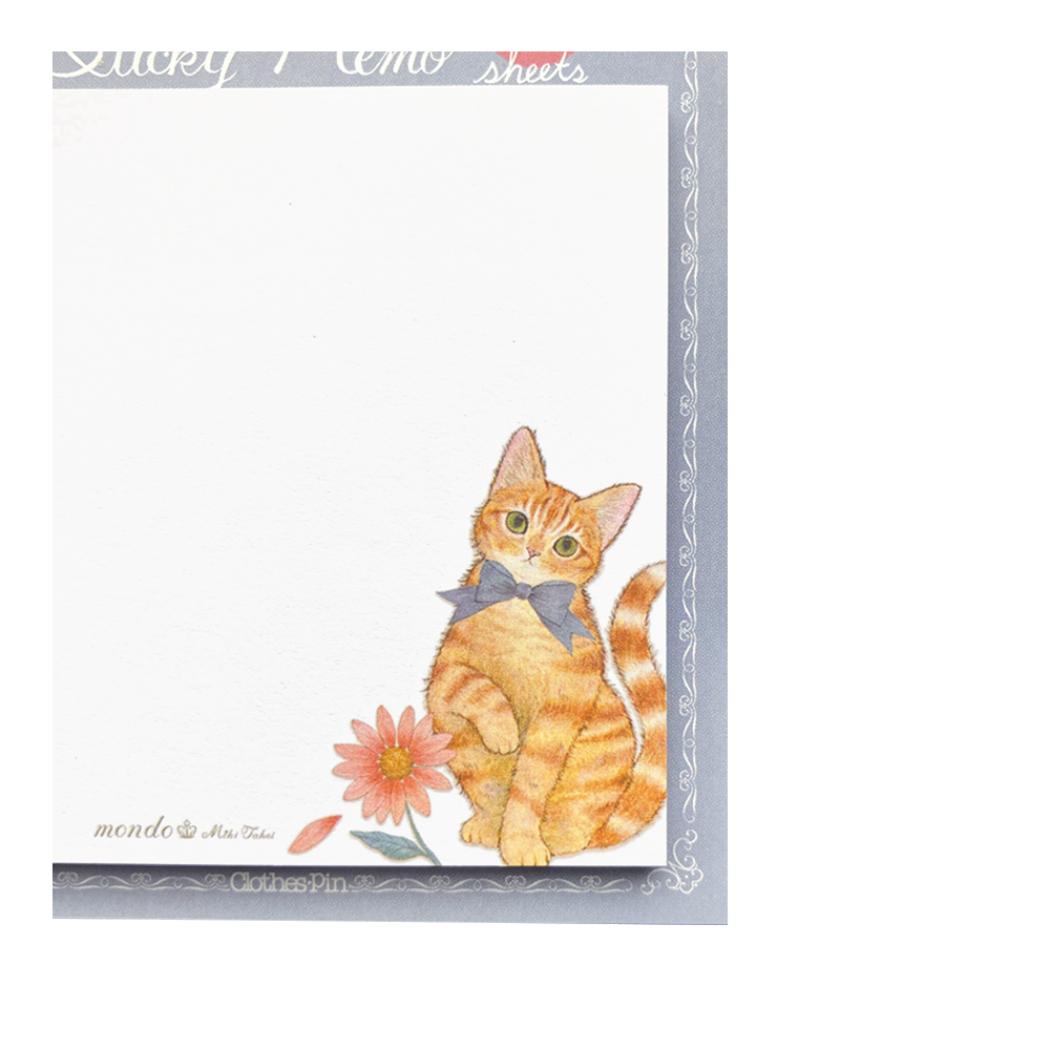 ふせん 付箋 たけいみき mondo ジンジャーキャット 新入学 猫 クローズピン メモ 伝言 メッセージ ガーリーイラスト メール便可