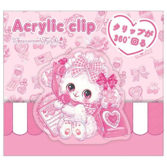 アクリルクリップ クリップ 飴ノ森ふみか あいどるピンク クローズピン 事務用品 書類整理 ガーリーイラスト メール便可