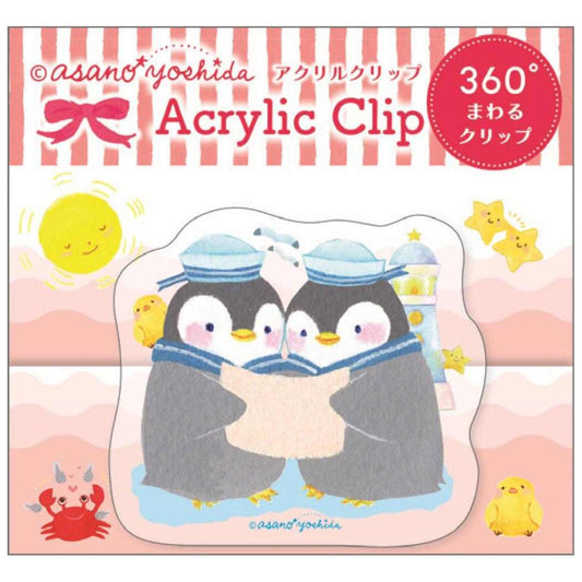 アクリルクリップ クリップ 吉田麻乃 ペンギン クローズピン 事務用品 書類整理 デスクメール便可