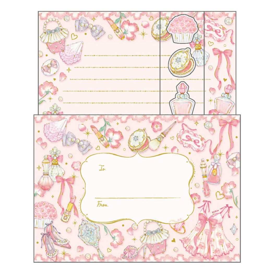 レターセット 手紙セット たけいみき フェミニンコスメ クローズピン 便箋＆封筒 ガーリーイラスト メール便可