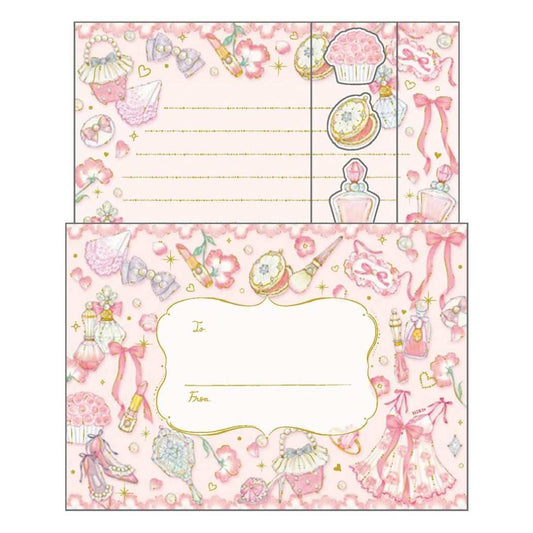 レターセット 手紙セット たけいみき フェミニンコスメ クローズピン 便箋＆封筒 ガーリーイラスト メール便可
