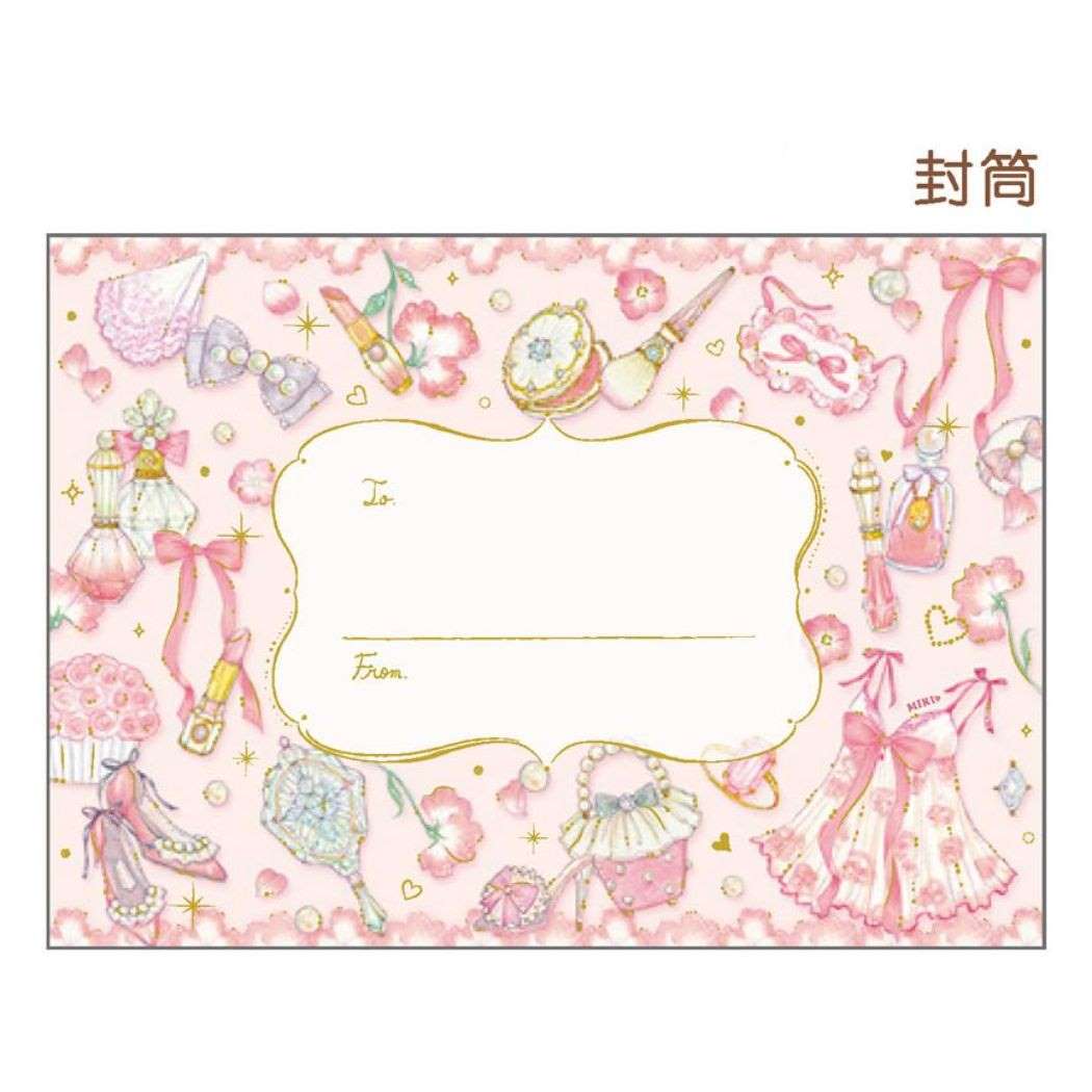 レターセット 手紙セット たけいみき フェミニンコスメ クローズピン 便箋＆封筒 ガーリーイラスト メール便可