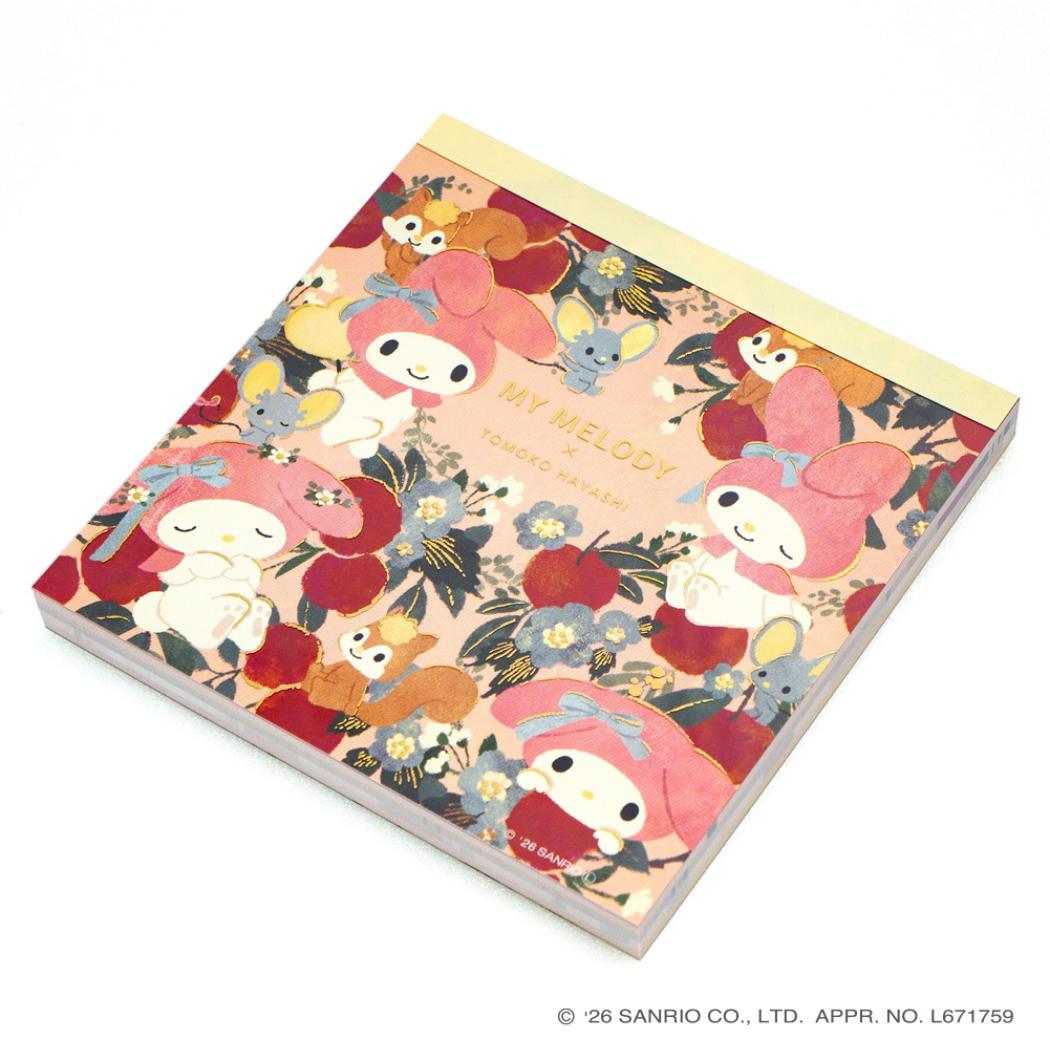 サンリオキャラクターズ x 林朋子 メモ帳 スクエアメモパッド マイメロディ Sanrio クローズピン