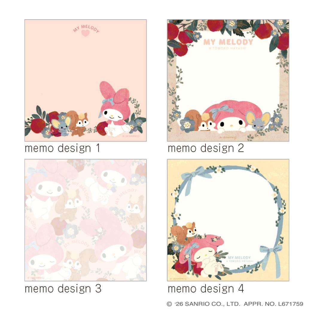 サンリオキャラクターズ x 林朋子 メモ帳 スクエアメモパッド マイメロディ Sanrio クローズピン