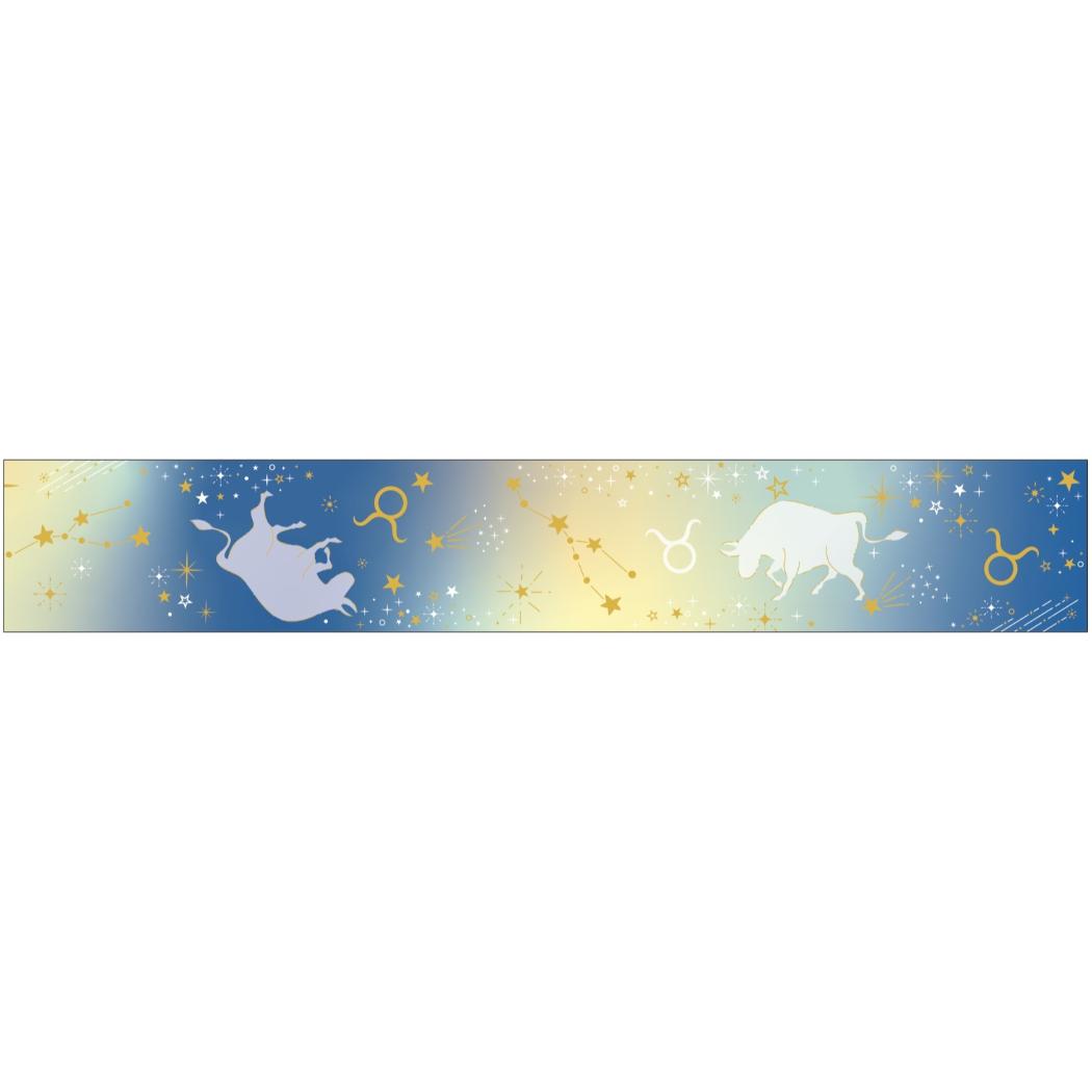 12星座透明マスキングテープ マスキングテープ 20mm 牡牛座 金箔加工 クローズピン マステ デコレーション メール便可