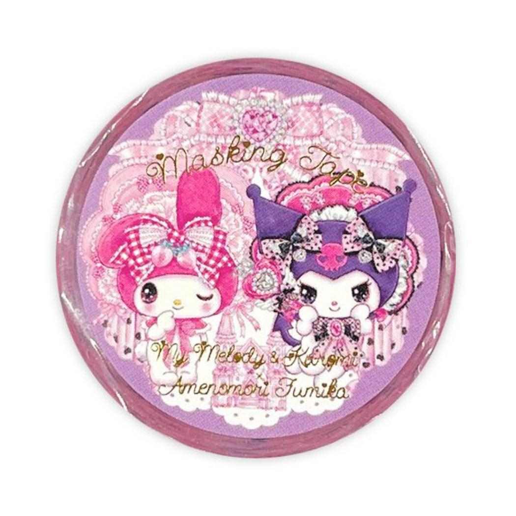 15mmマステ マスキングテープ マイメロディ＆クロミ 飴ノ森ふみか クローズピン 手帳デコ デコレーション ガーリーイラスト メール便可