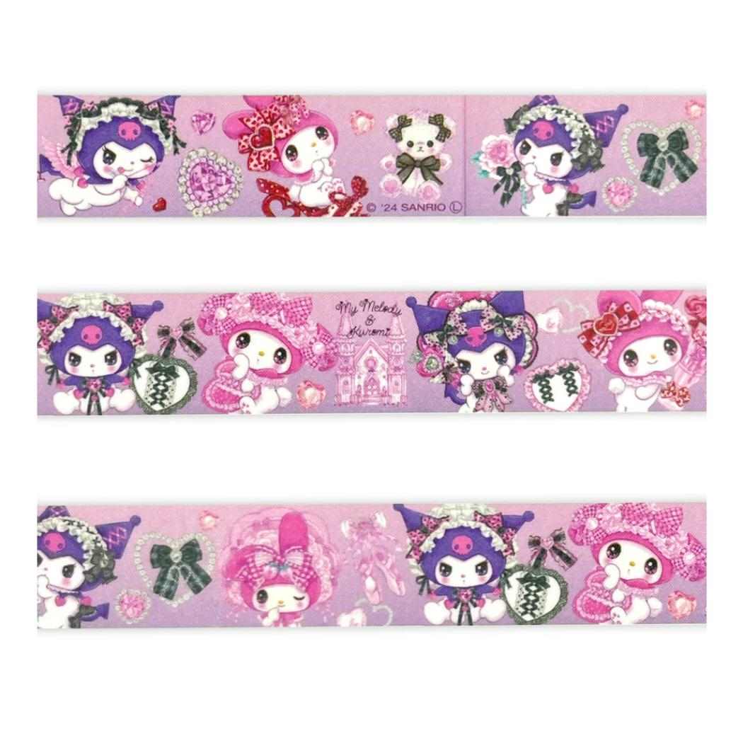 15mmマステ マスキングテープ マイメロディ＆クロミ 飴ノ森ふみか クローズピン 手帳デコ デコレーション ガーリーイラスト メール便可