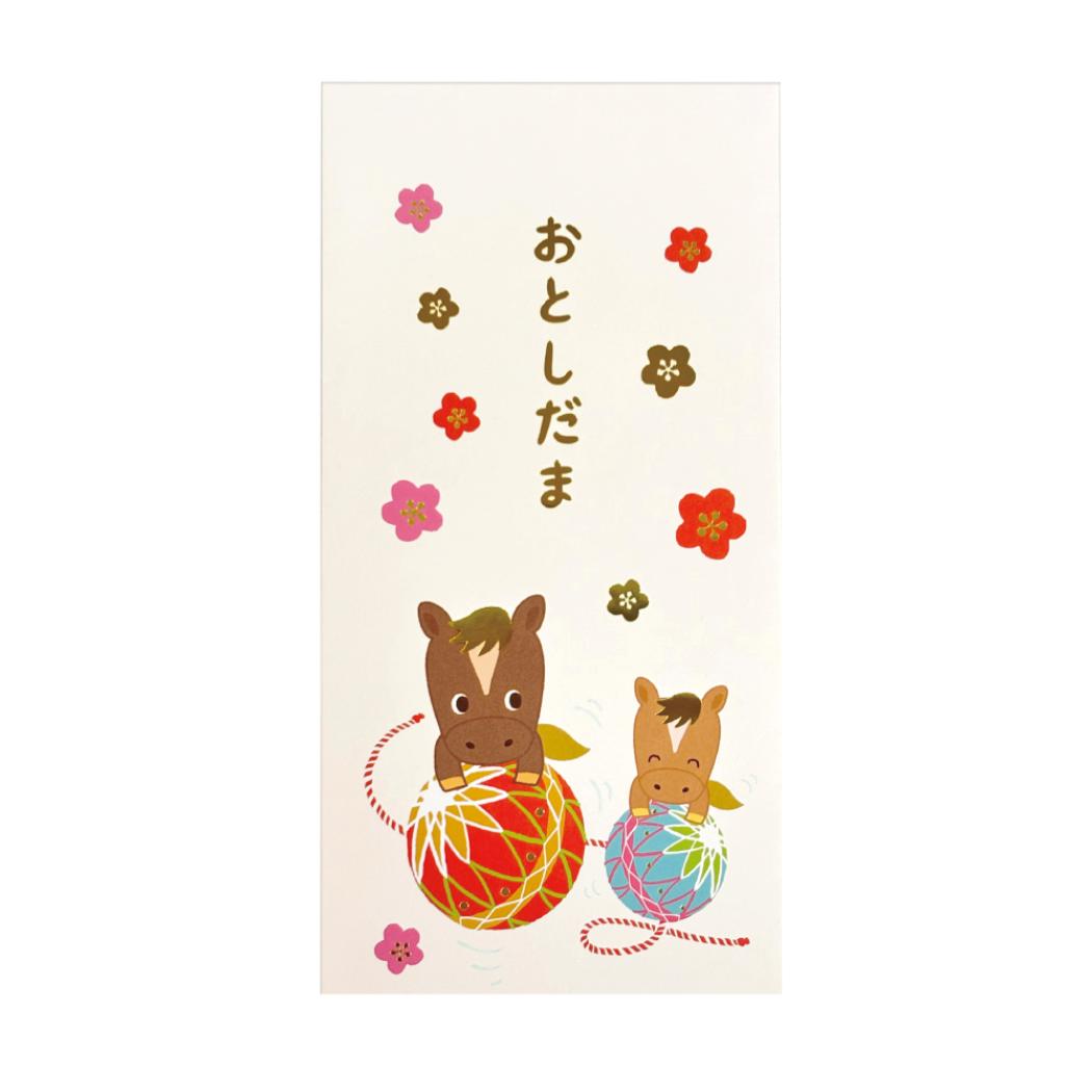 ポチ袋 大 ぽち袋 手毬と馬 クローズピン お年玉 子供 お正月 おもしろ雑貨 メール便可