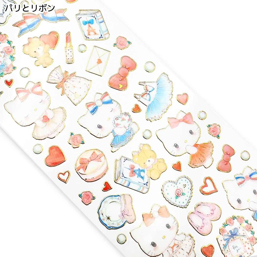たけいみきxハローキティ シールシート クリアシール パリとリボン サンリオ クローズピン