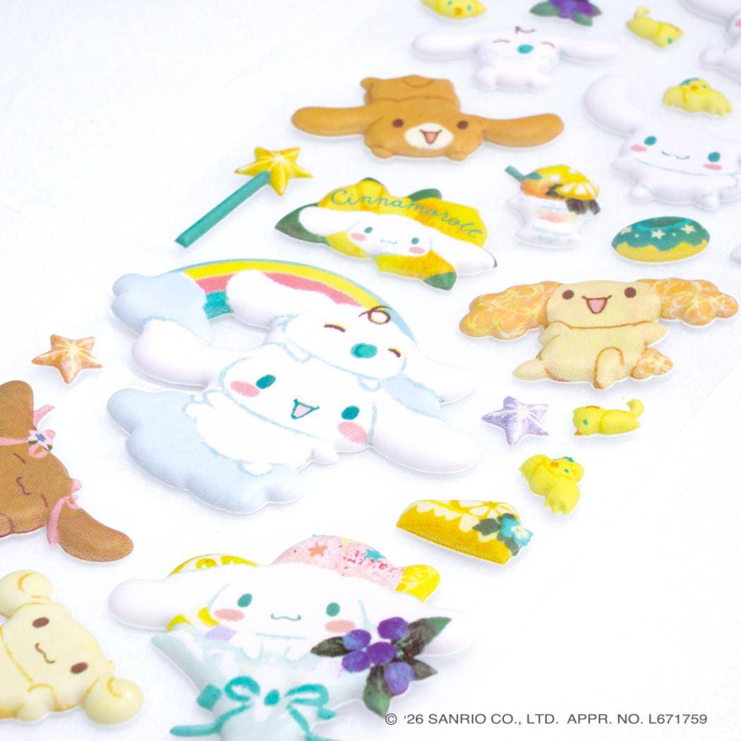 サンリオキャラクターズ x 林朋子 シールシート パフィシール シナモロール Sanrio クローズピン