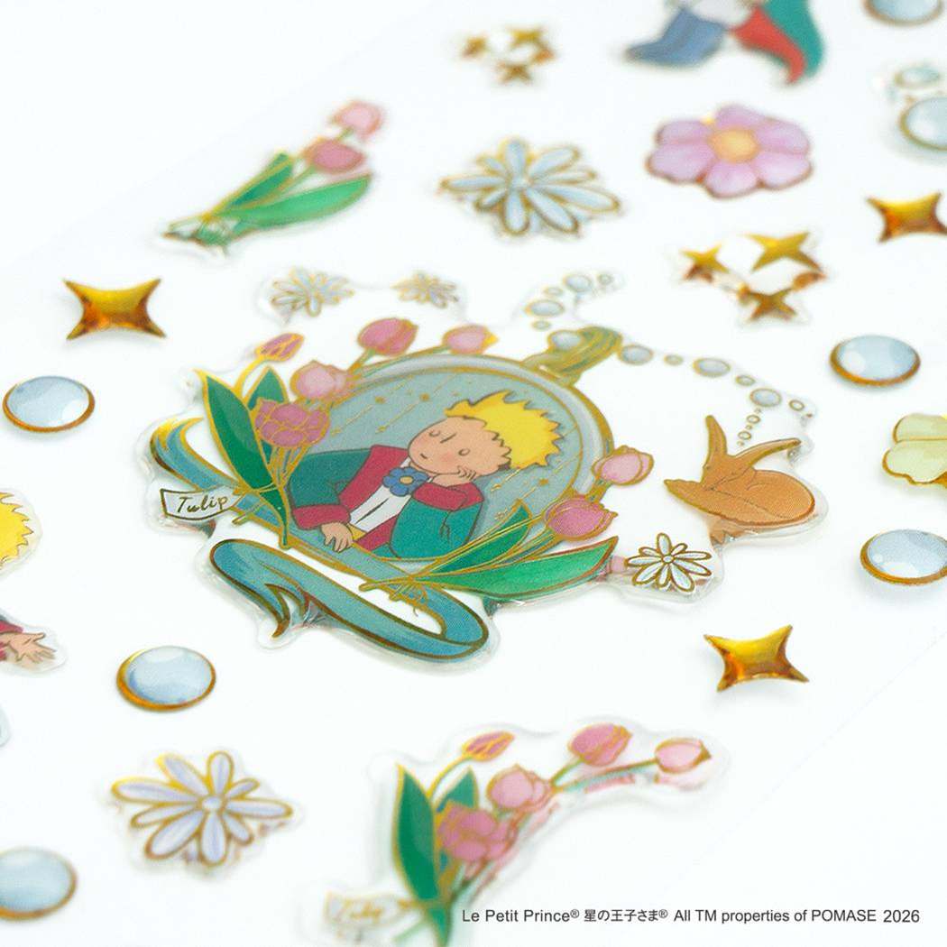 星の王子さま シールシート 透明 ぷっくりシール 王子さまとチューリップ クローズピン
