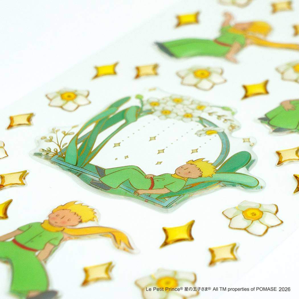 星の王子さま シールシート 透明 ぷっくりシール 王子さまとスイセン クローズピン