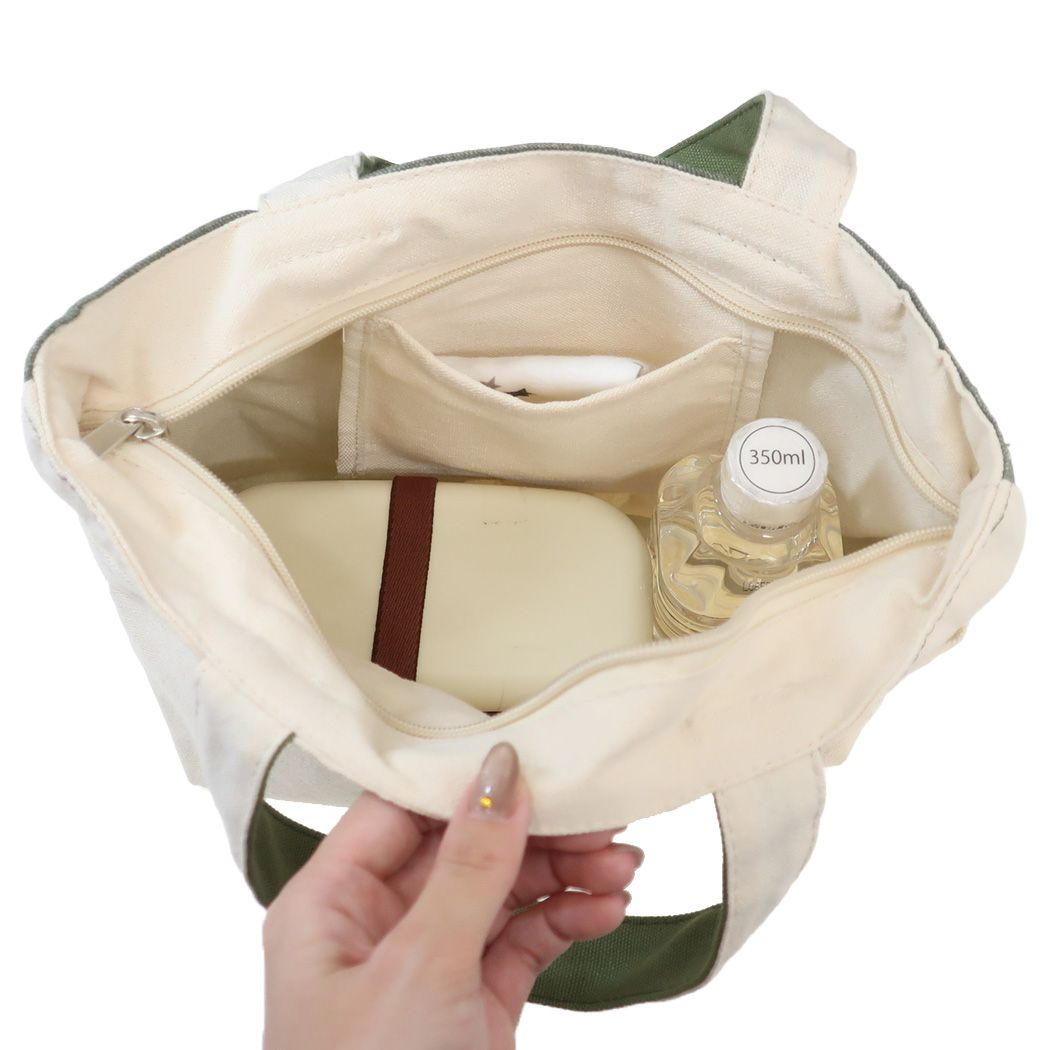 ファスナー付きミニトートバッグ ランチバッグ まめしばKA ミントイン お弁当かばん かわいい