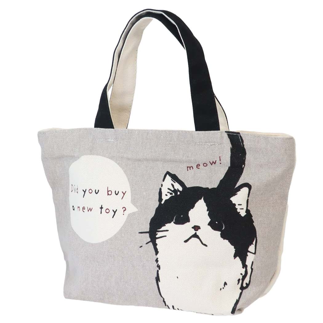 ファスナー付き ミニ トートバッグ ランチバッグ まめはち GY ミントイン お弁当かばん かわいい