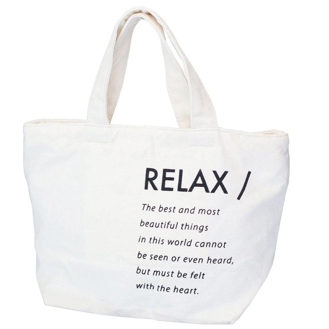 ファスナー付きミニトートバッグ ランチバッグ RELAX ミントイン お弁当かばん シンプル メール便可