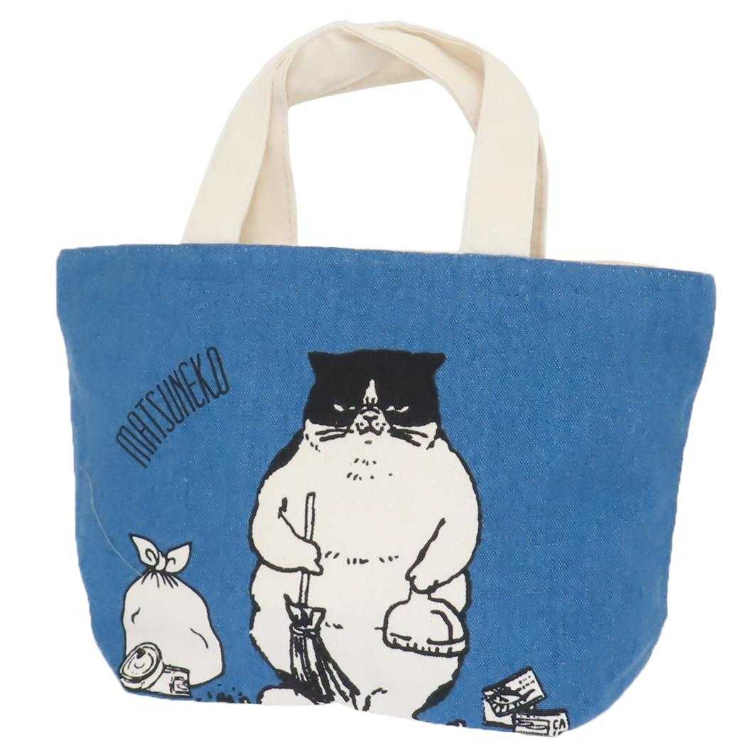 ミニトートバッグ ファスナー付き ランチバッグ マツネコおかたづけ ねこ ミントイン お弁当かばん かわいい メール便可
