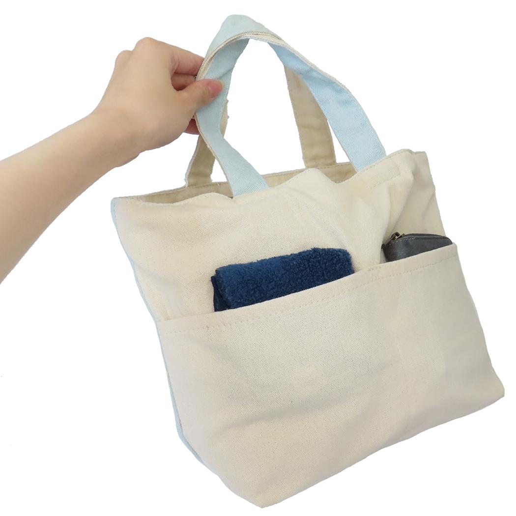 ミニトートバッグ ファスナー付き ランチバッグ シマエナガ みるく ミントイン お弁当かばん かわいい メール便可