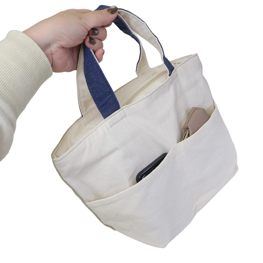 ファスナー付きミニトートバッグ ランチバッグ ムギお散歩 GYBE いぬ ミントイン お弁当かばん かわいい メール便可