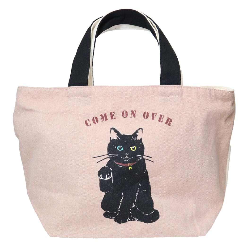 ファスナー付きミニトートバッグ ランチバッグ レオン招き PBE ねこ ミントイン お弁当かばん かわいい メール便可