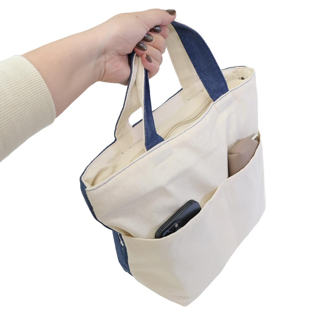 ファスナー付きミニトートバッグ ランチバッグ マツネコおにぎり NV ねこ ミントイン お弁当かばん かわいい メール便可