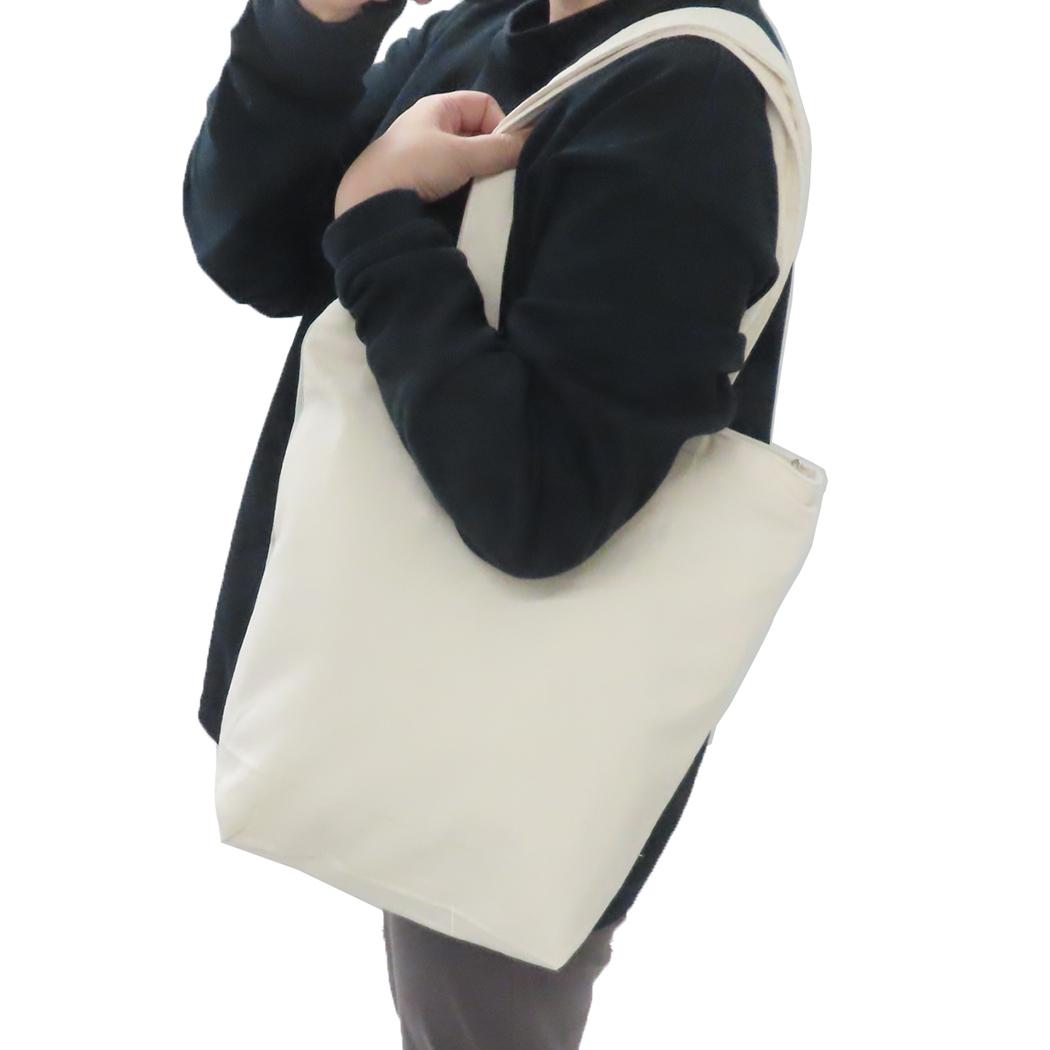 ファスナー付きキャンバストート トートバッグ きなこ いぬ ミントイン 手提げかばん かわいい メール便可