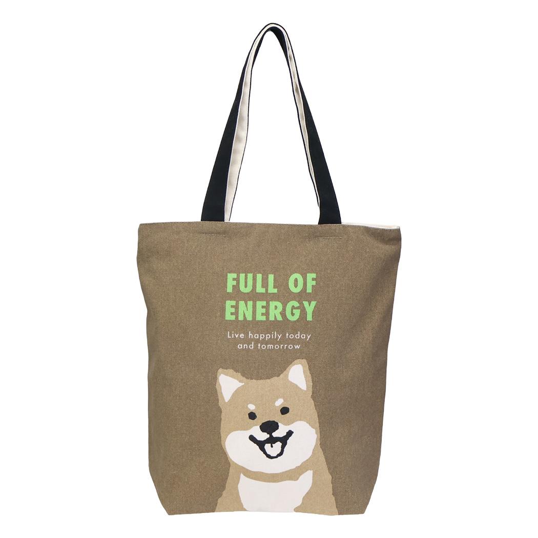 ファスナー付きキャンバストート トートバッグ シータくんアップ BR いぬ ミントイン A4サイズ対応 手提げかばん かわいい メール便可