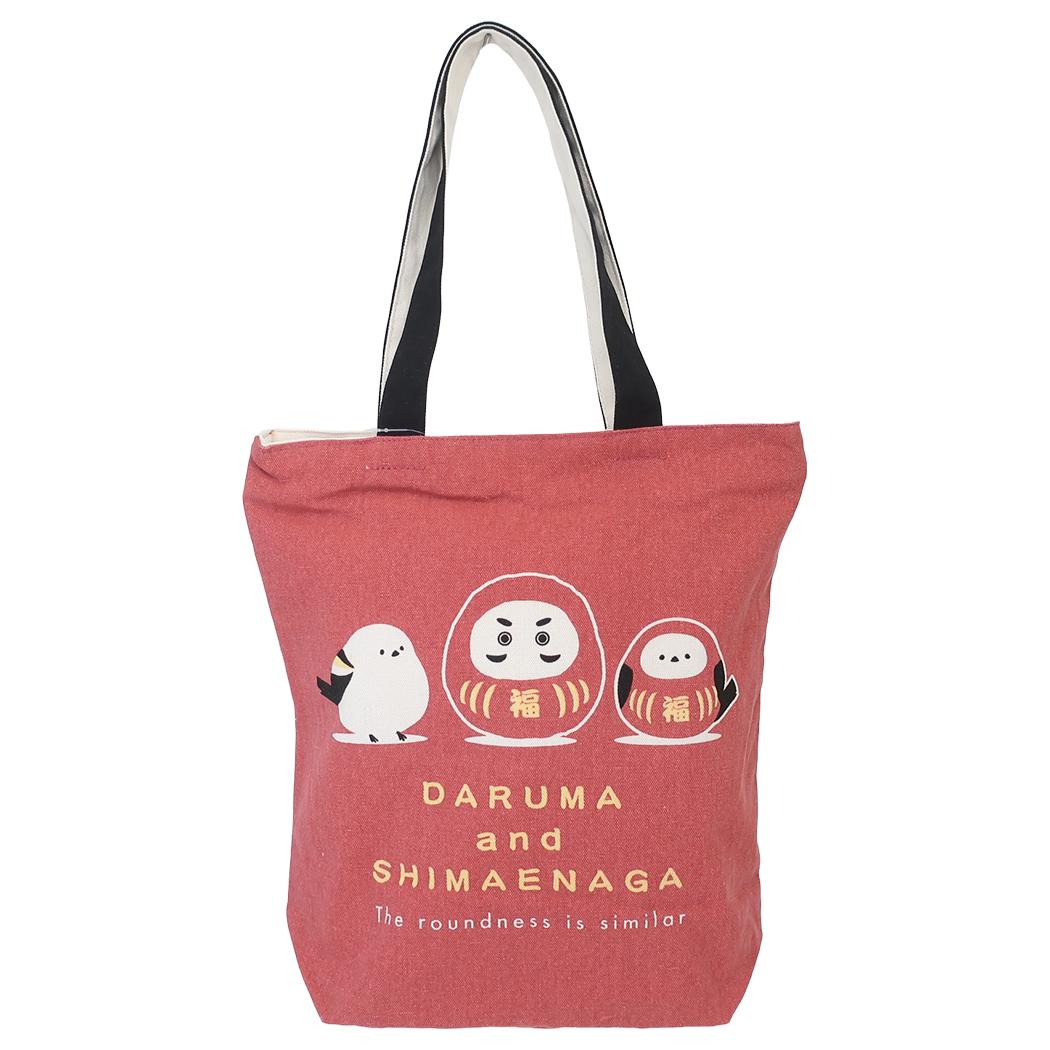 ファスナー付きキャンバストート トートバッグ みるくとだるま ミントイン 手提げかばん かわいい サブバッグ メール便可