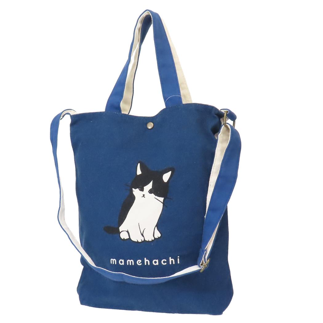 ショルダートート トートバッグ まめはち ねこ ミントイン 斜め掛けかばん かわいい メール便可