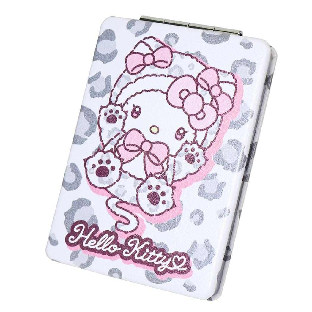 サンリオキャラクターズ 手鏡 折り畳みミラー ヒョウ柄ホワイト ハローキティ Sanrio 畑山商事