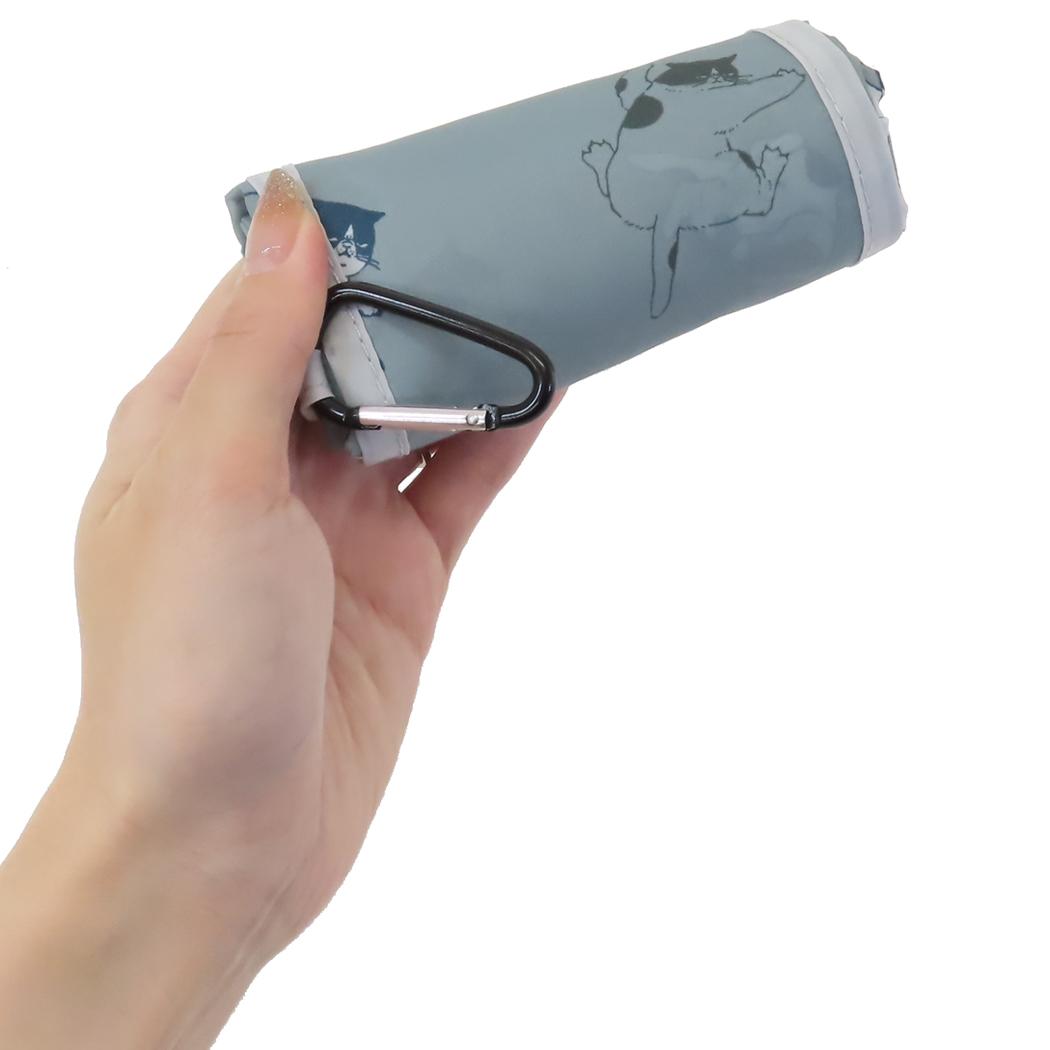 KURUTTOエコバッグ カラビナ付き ショッピングバッグ マツネコGY ねこ ミントイン お買い物かばん コンパクト