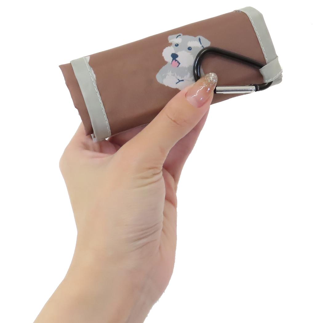 KURUTTOエコバッグ カラビナ付き ショッピングバッグ ルークBR いぬ ミントイン お買い物かばん コンパクト