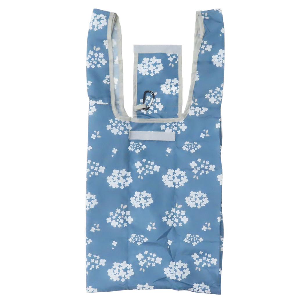 KURUTTOエコバッグ カラビナ付き ショッピングバッグ 紫陽花BL ミントイン お買い物かばん コンパクト
