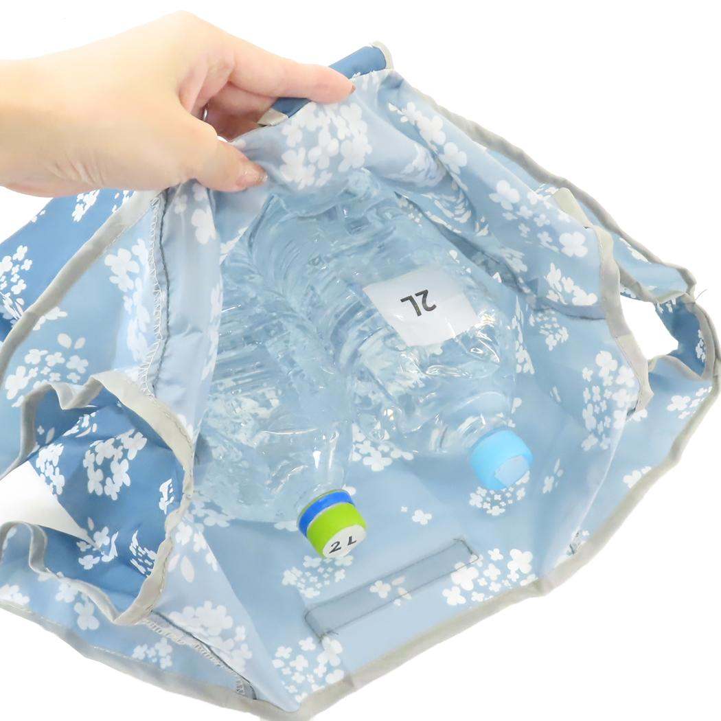 KURUTTOエコバッグ カラビナ付き ショッピングバッグ 紫陽花BL ミントイン お買い物かばん コンパクト