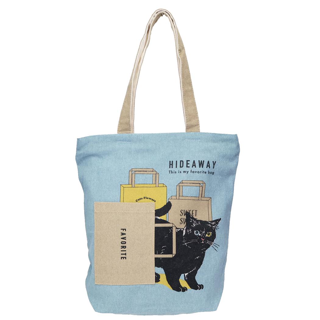 ファスナー付き前ポケットトートバッグ トートバッグ レオン紙袋 LBL ねこ ミントイン 手提げかばん かわいい メール便可