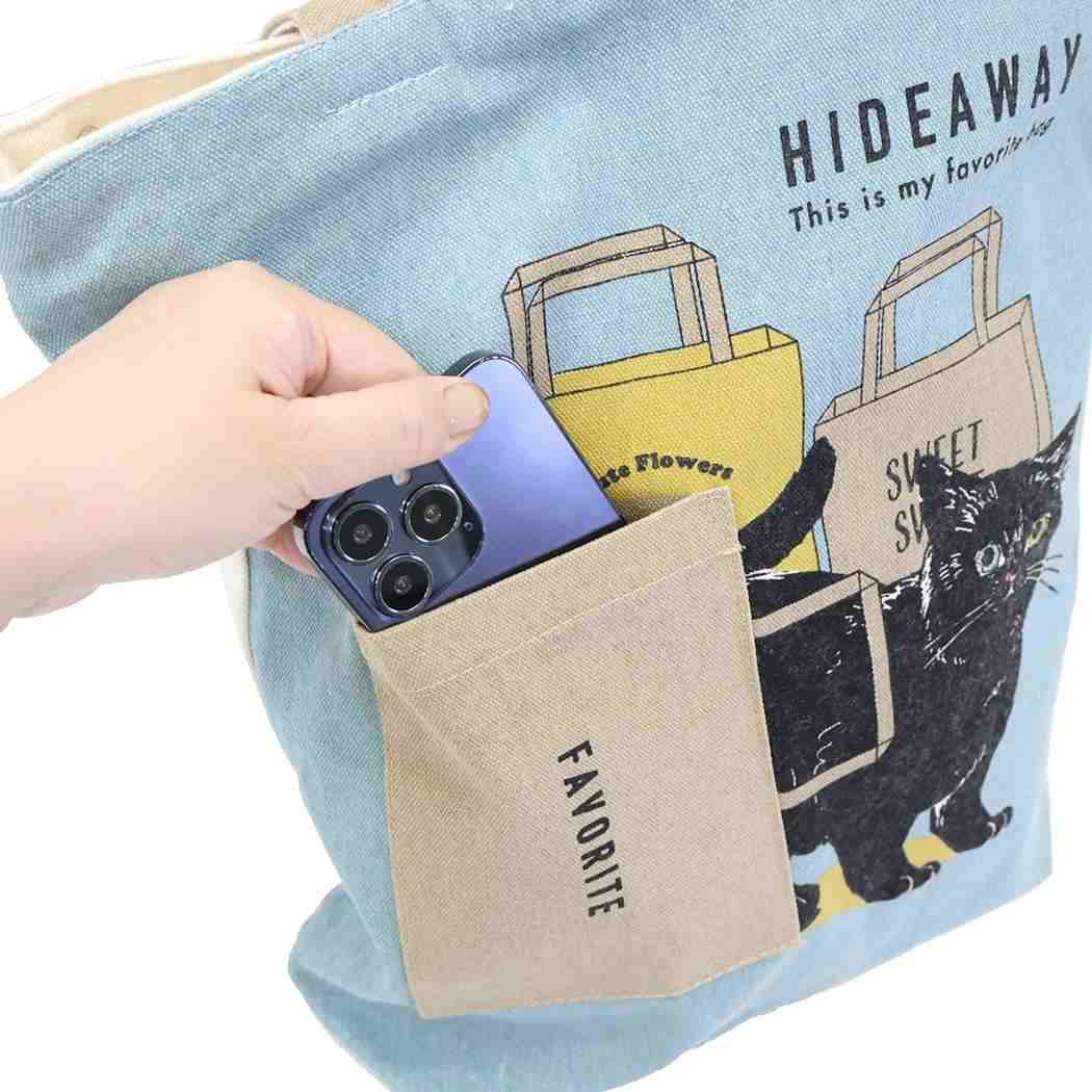 ファスナー付き前ポケットトートバッグ トートバッグ レオン紙袋 LBL ねこ ミントイン 手提げかばん かわいい メール便可