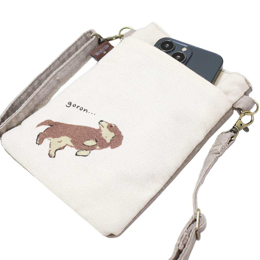 スマホポシェット スマホポーチ カールおすわり GYBE いぬ ミントイン ミニショルダー ポシェット かわいい メール便可