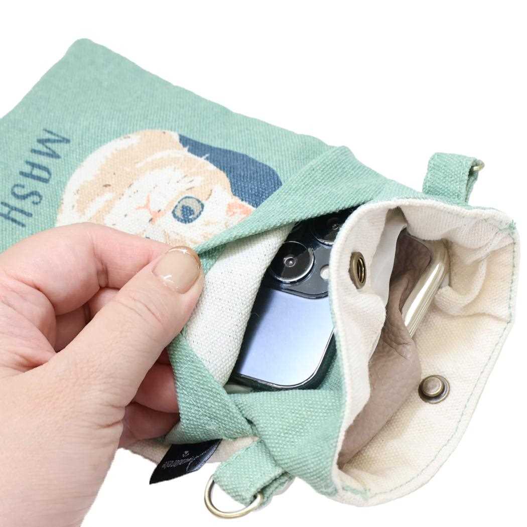 スマホポシェット スマホポーチ マッシュ丸窓 GR ねこ ミントイン ミニショルダー ポシェット かわいい メール便可