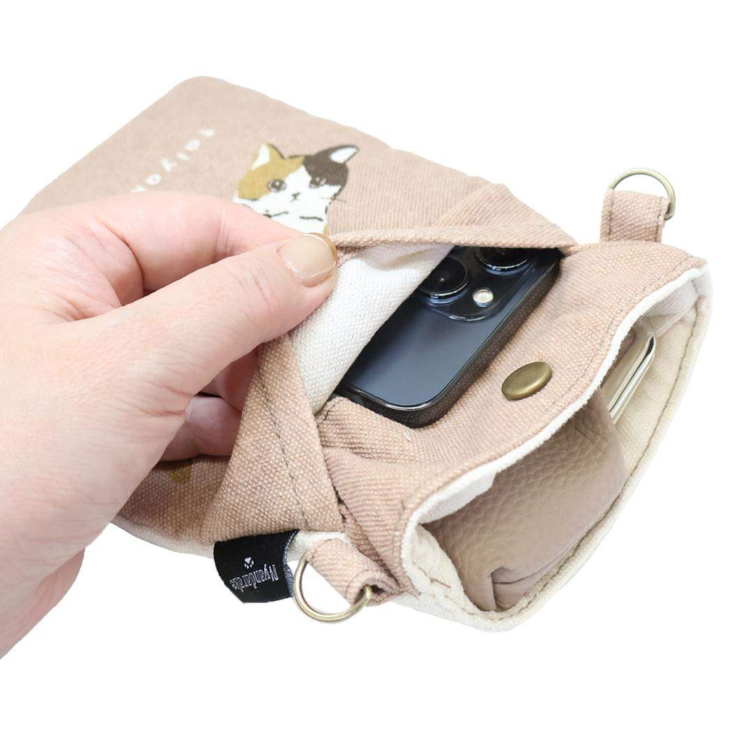 スマホポシェット スマホポーチ くるみとたいやき BE ねこ ミントイン ミニショルダー ポシェット かわいい メール便可